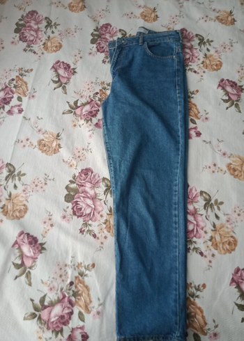 m Beden Kadın Mavi Bol Kesim Midi Denim Jean