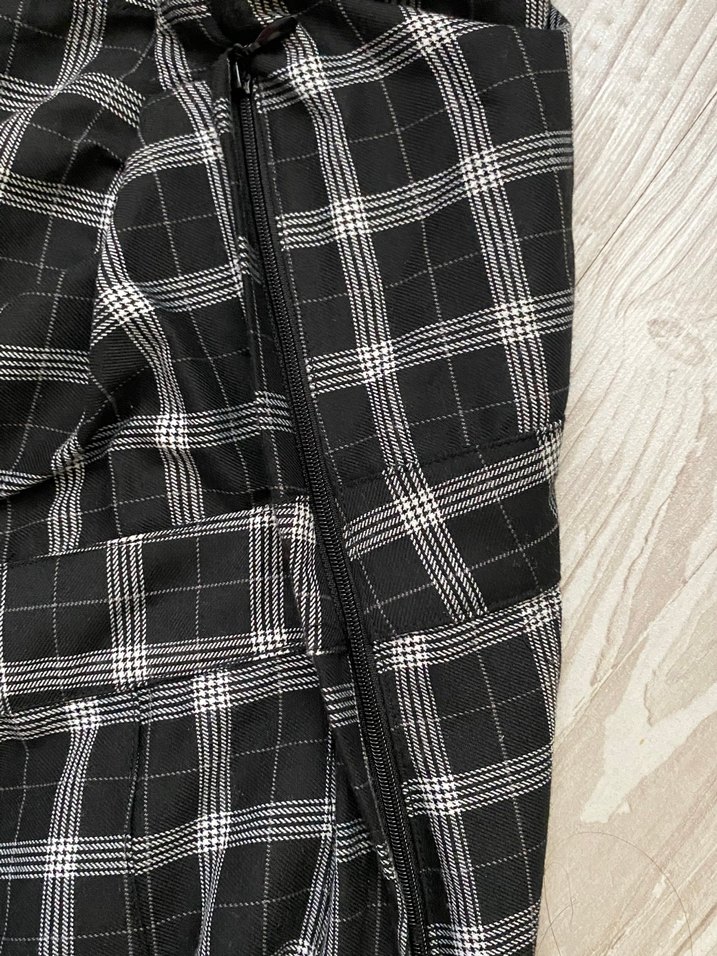 Siyah Ekose Askılı Midi Elbise H&M - Görsel 4