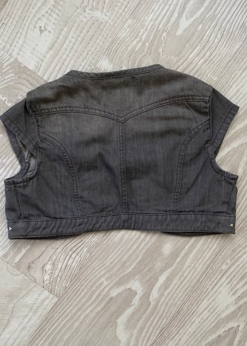 LC Waikiki Nakışlı Gri Kız Denim ceket y2k