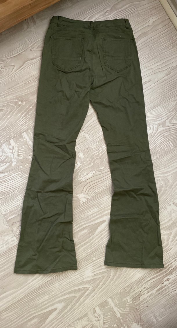 Kadın Haki y2k 70s İspanyol paça pantolon - Görsel 3