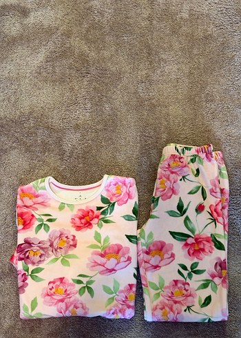 Kız Çocuk Çiçek Desenli Polar Pijama Takımı - Görsel 3