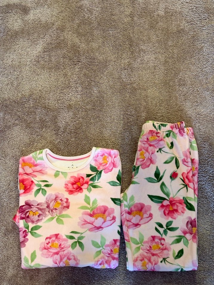 Kız Çocuk Çiçek Desenli Polar Pijama Takımı - Görsel 3