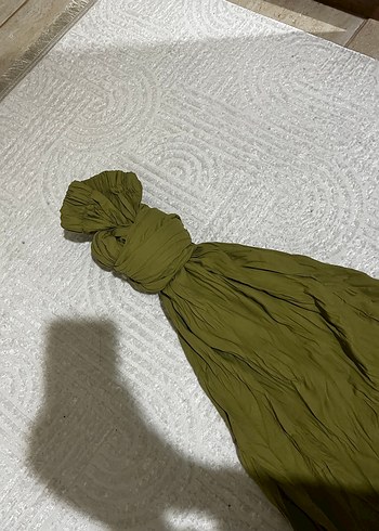 38 Beden Kadın Haki Uzun Pilili Keten Etek