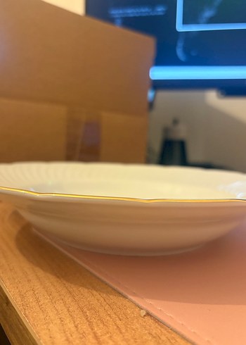 Beyaz Altın Kenarlı 6lı Porselen Tabak - Görsel 2
