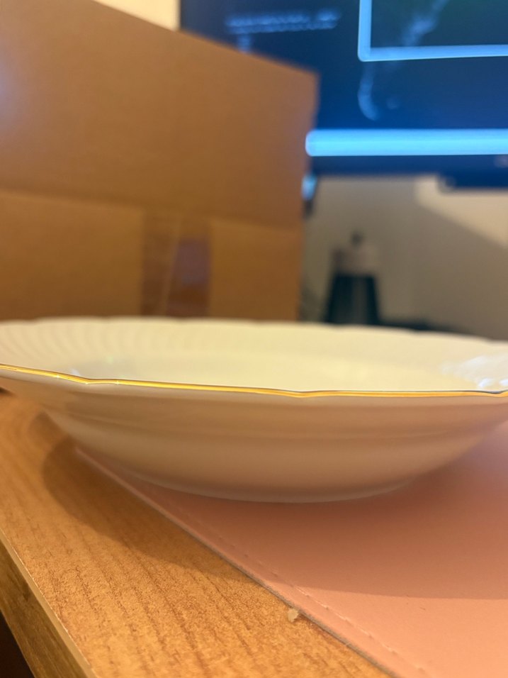 Beyaz Altın Kenarlı 6lı Porselen Tabak - Görsel 2