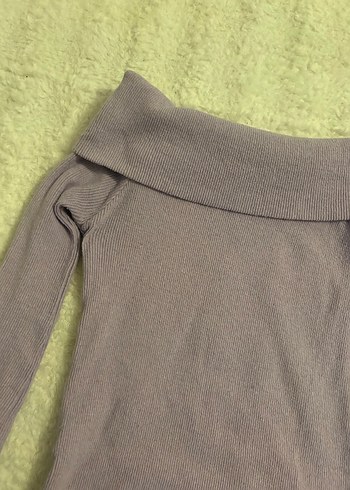 Lila Triko Uzun Kollu Kayık Yaka Kazak - Görsel 2