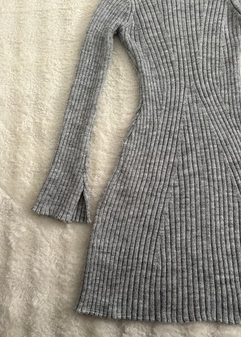 Gri Örgü Kadın Midi Triko Elbise - Görsel 3