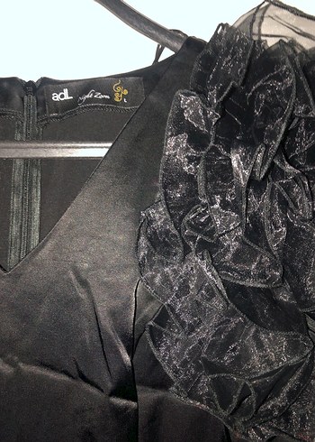 Siyah Fırfırlı Midi Gotik Elbise - Görsel 3