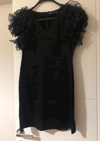 Siyah Fırfırlı Midi Gotik Elbise - Görsel 2