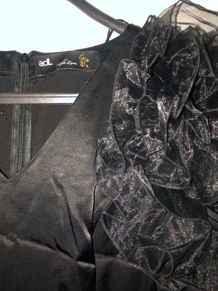 Siyah Fırfırlı Midi Gotik Elbise - Görsel 3