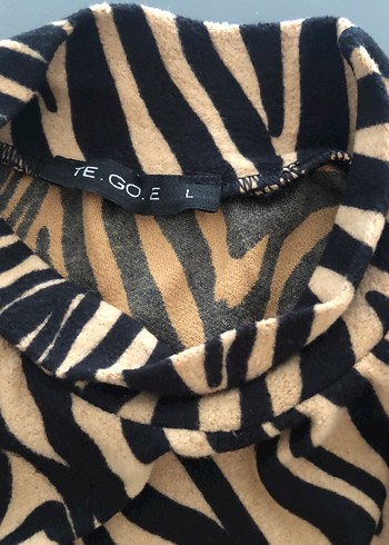 Kahverengi Zebra Desenli Kadın Triko Elbise - Görsel 3