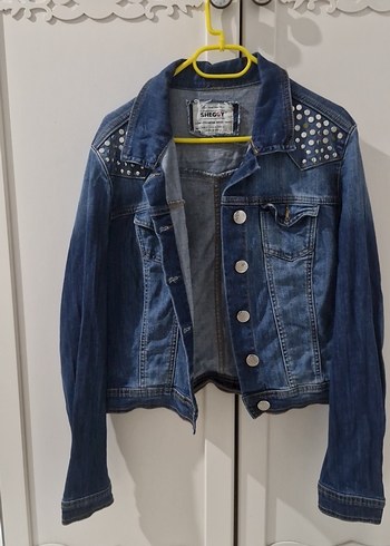 Düğmeli Mavi Denim Kadın Ceket