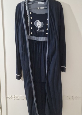 38 Beden Lacivert Vintage Düğmeli Hamile Tişörtü