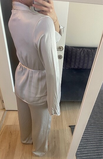 s Beden beyaz Renk Saten İkili Pijama