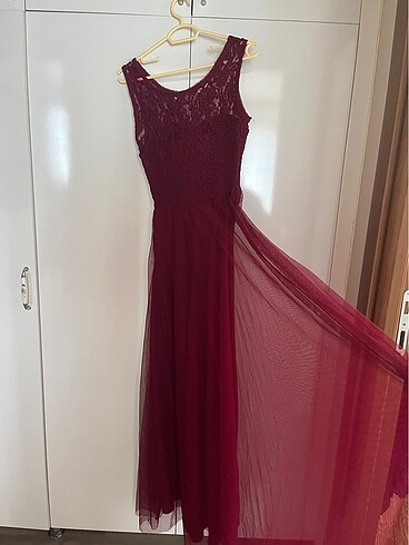 Bordo abiye elbise