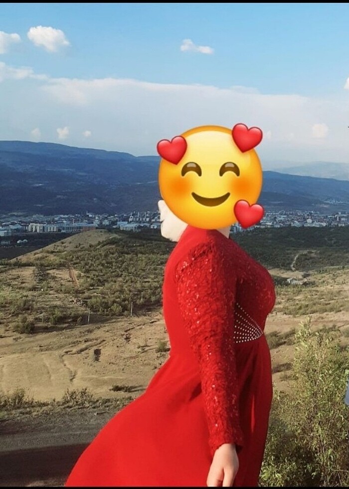 Şifon payetli bordo abiye - Görsel 3