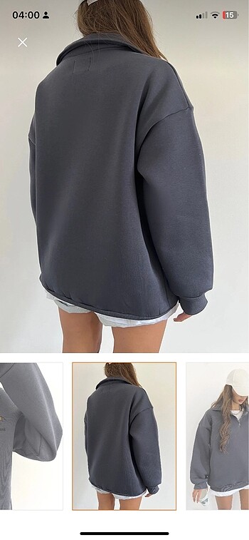 l Beden gri Renk Unisex antrasit Polo yaka oversize 3 iplik