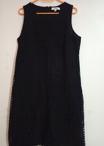 Siyah Midi Kolsuz Örme Elbise - Görsel 2