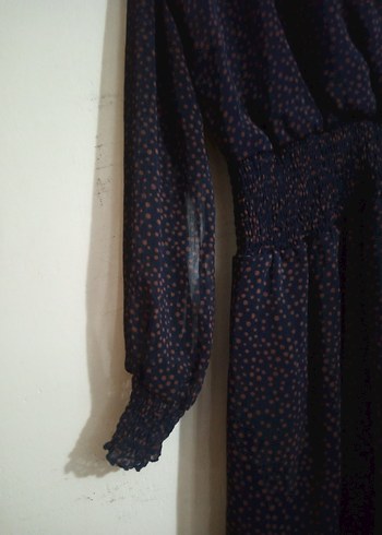 Lacivert Puantiyeli Mini Elbise - Görsel 7