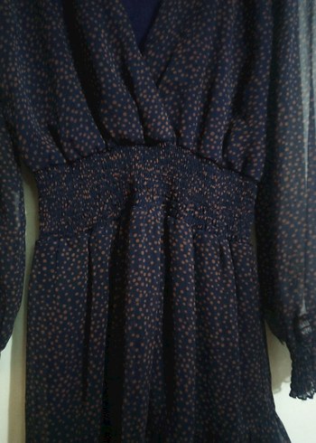 Lacivert Puantiyeli Mini Elbise - Görsel 6