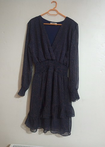 Lacivert Puantiyeli Mini Elbise - Görsel 3