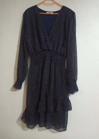 Lacivert Puantiyeli Mini Elbise - Görsel 8