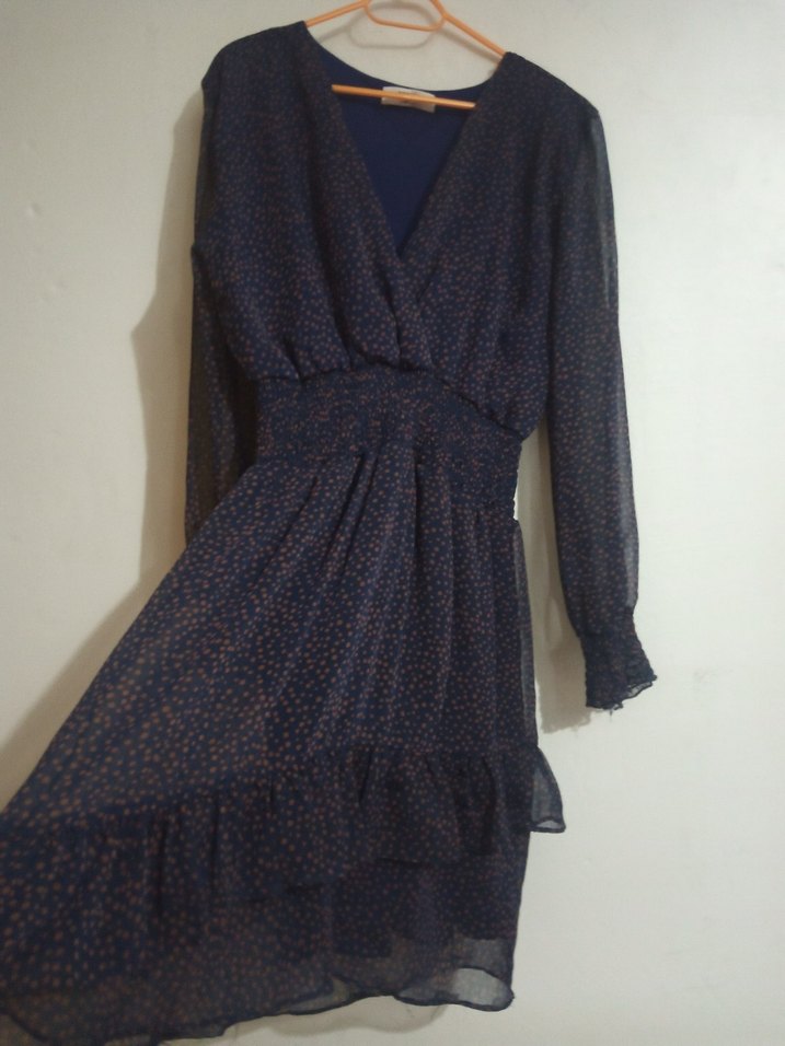 Lacivert Puantiyeli Mini Elbise - Görsel 5