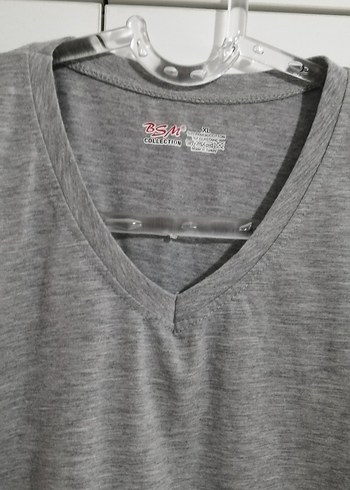 Gri Erkek V Yaka Tişört - Görsel 2