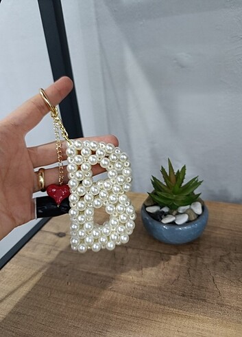  Cam İnci B harfi anahtarlık charm 