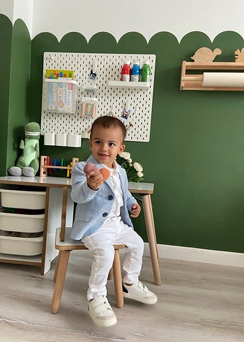 Düğmeli Beyaz Erkek Çocuk Kot Pantolon