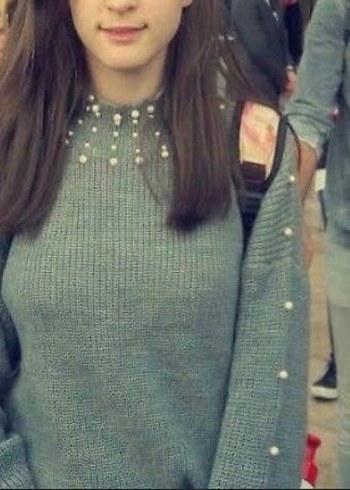 Boncuk Detaylı Gri Triko Kadın Kazak - Görsel 4