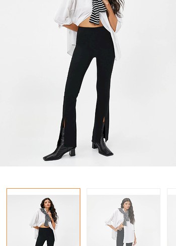 Siyah Yırtmaçlı Kadın Kumaş Pantolon - Görsel 3