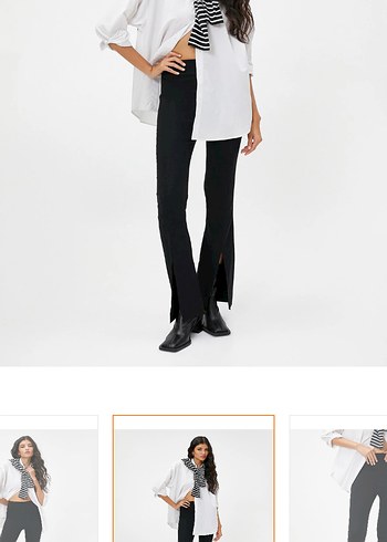 Siyah Yırtmaçlı Kadın Kumaş Pantolon - Görsel 4