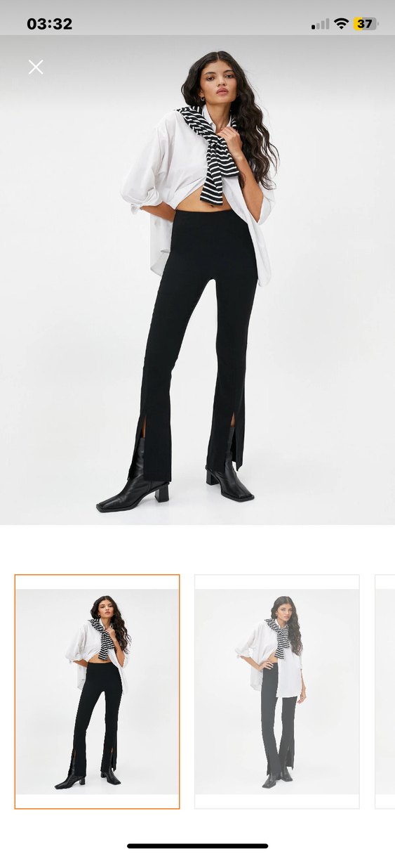 Siyah Yırtmaçlı Kadın Kumaş Pantolon - Görsel 3