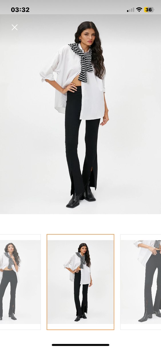 Siyah Yırtmaçlı Kadın Kumaş Pantolon - Görsel 4