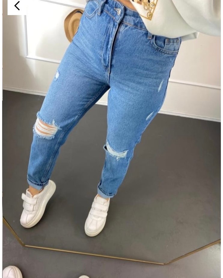 Yırtık Mom Jean Kadın Kot Pantolon - Görsel 2