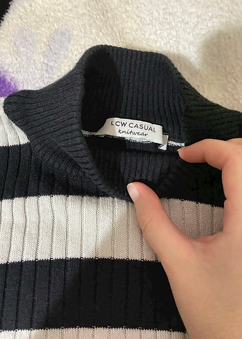 Çizgili Balıkçı Yaka Kadın Kazak - Görsel 3