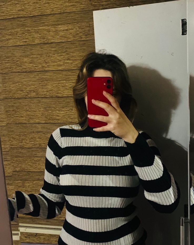 Çizgili Balıkçı Yaka Kadın Kazak - Görsel 2