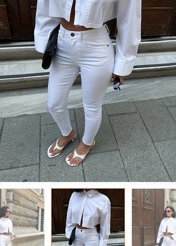 Beyaz Kadın Skinny Pantolon - Görsel 3