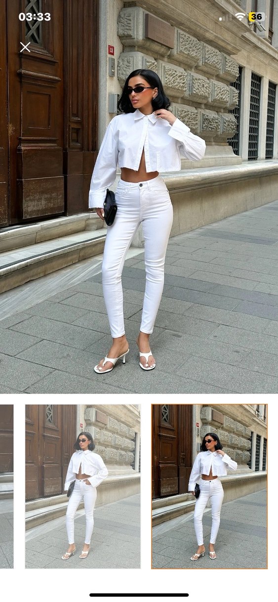 Beyaz Kadın Skinny Pantolon - Görsel 2