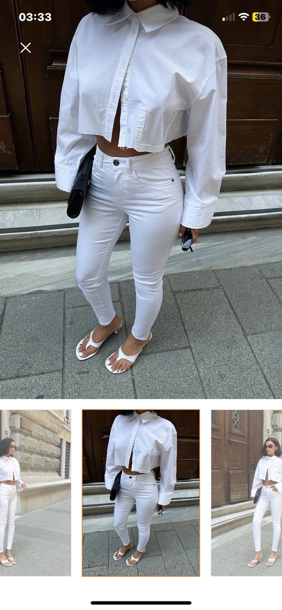 Beyaz Kadın Skinny Pantolon - Görsel 3