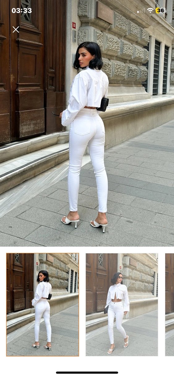 Beyaz Kadın Skinny Pantolon - Görsel 4