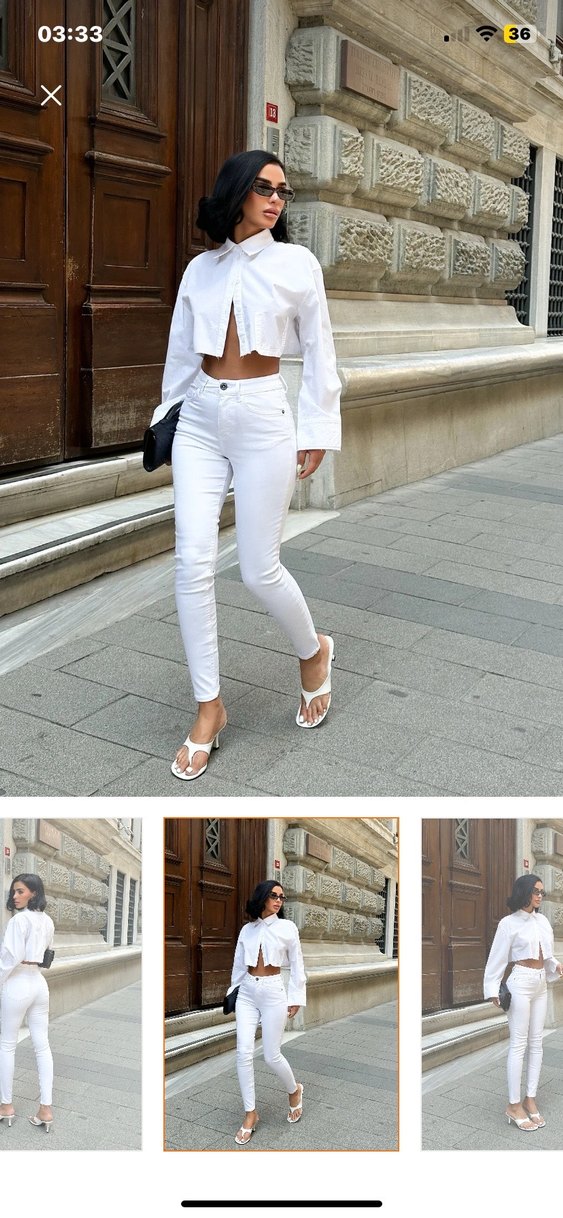 Beyaz Kadın Skinny Pantolon - Görsel 5