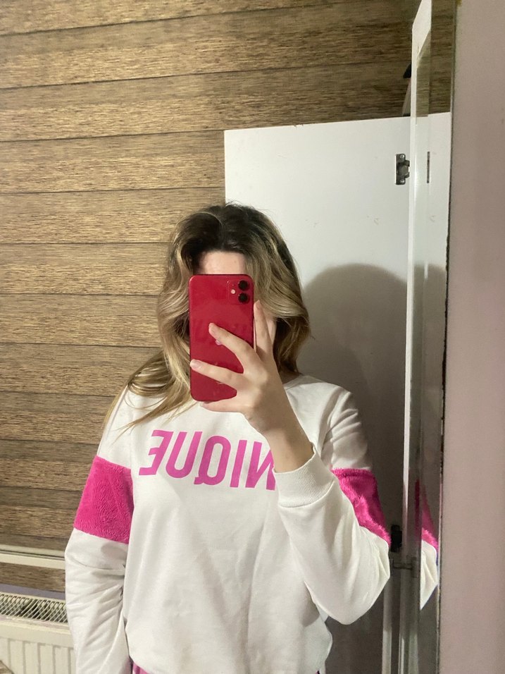 Pembe Baskılı Kadın Sweatshirt - Görsel 2