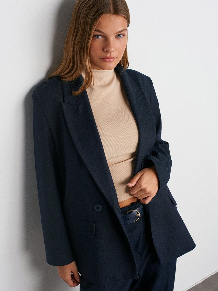 Lacivert Mini Denim Blazer - Görsel 2