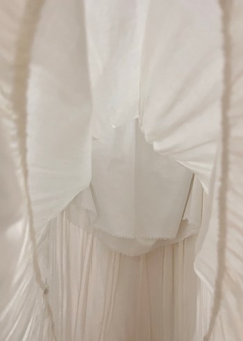 Beyaz Uzun kat Keten Etek - Görsel 2