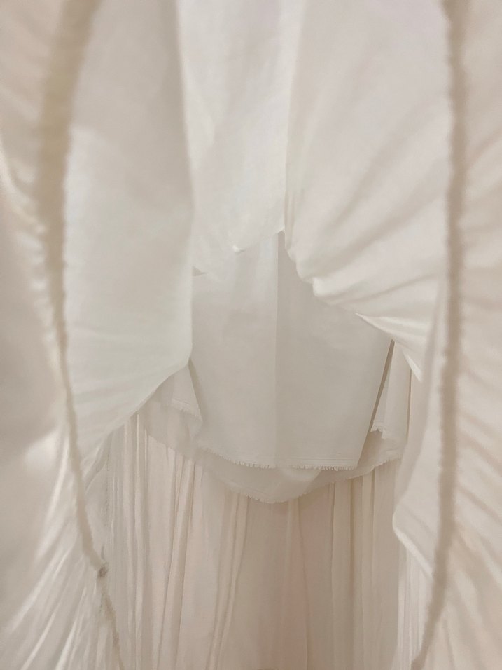Beyaz Uzun kat Keten Etek - Görsel 2