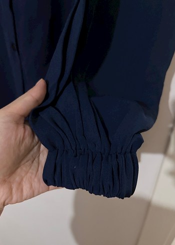 Lacivert Keten Kadın Gömlek - Görsel 2