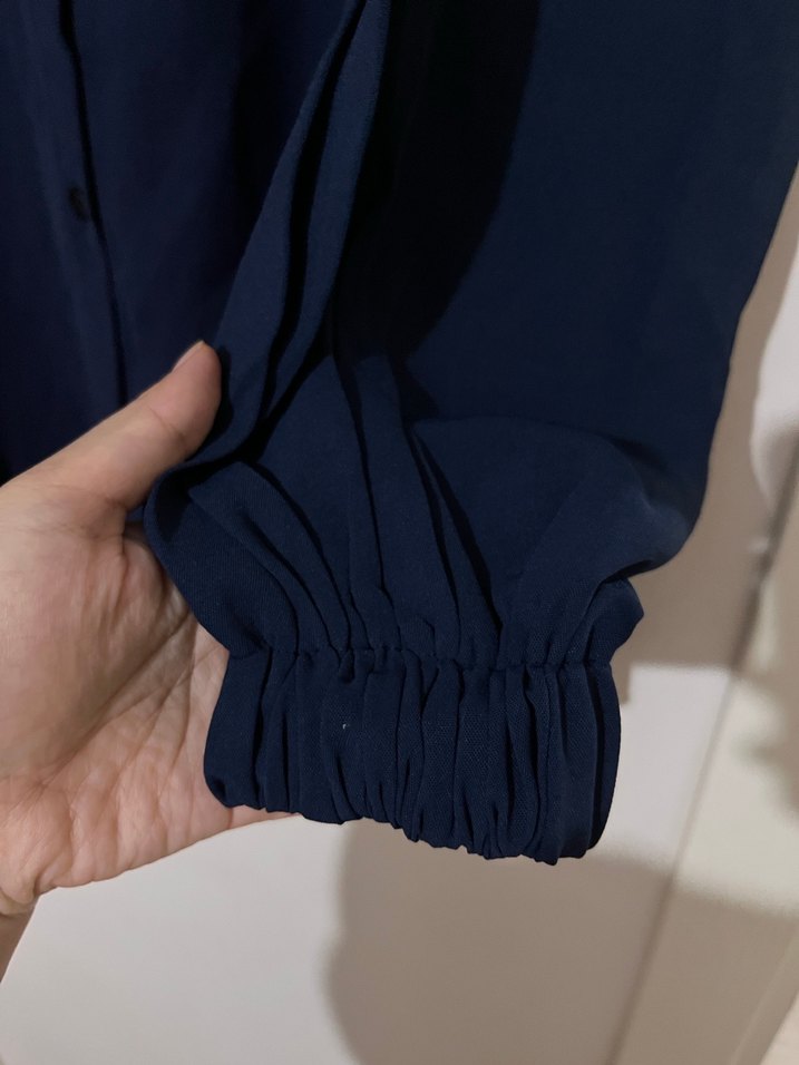 Lacivert Keten Kadın Gömlek - Görsel 2