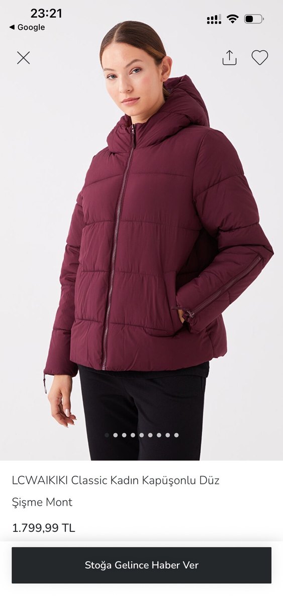 LCW Bordo Kapüşonlu Kadın Kışlık Mont - Görsel 4